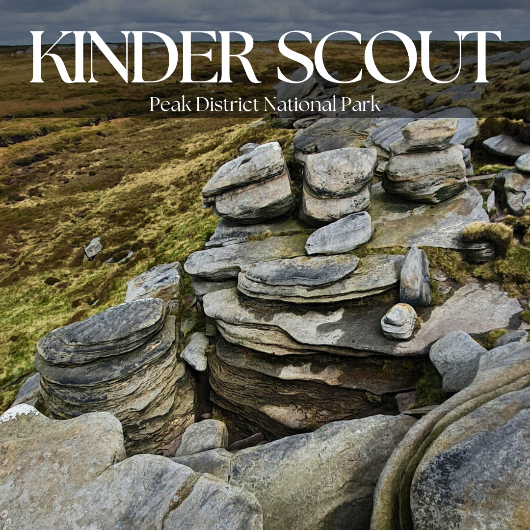 Stack of rocks and boulders on kinder scout in the Peak district 